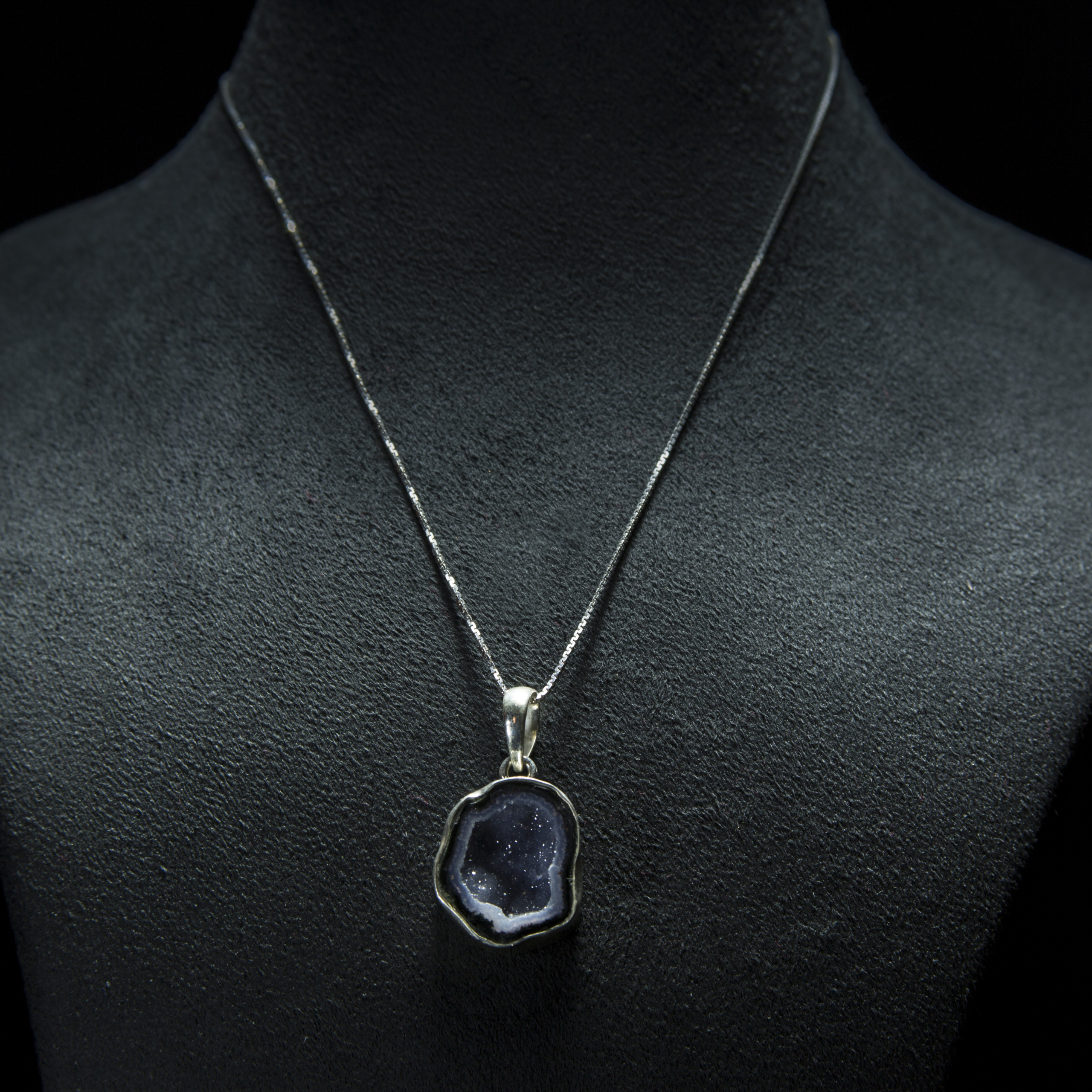 Rare Natural Geode Ocean Stone - Dark Purple - Pendant Only
